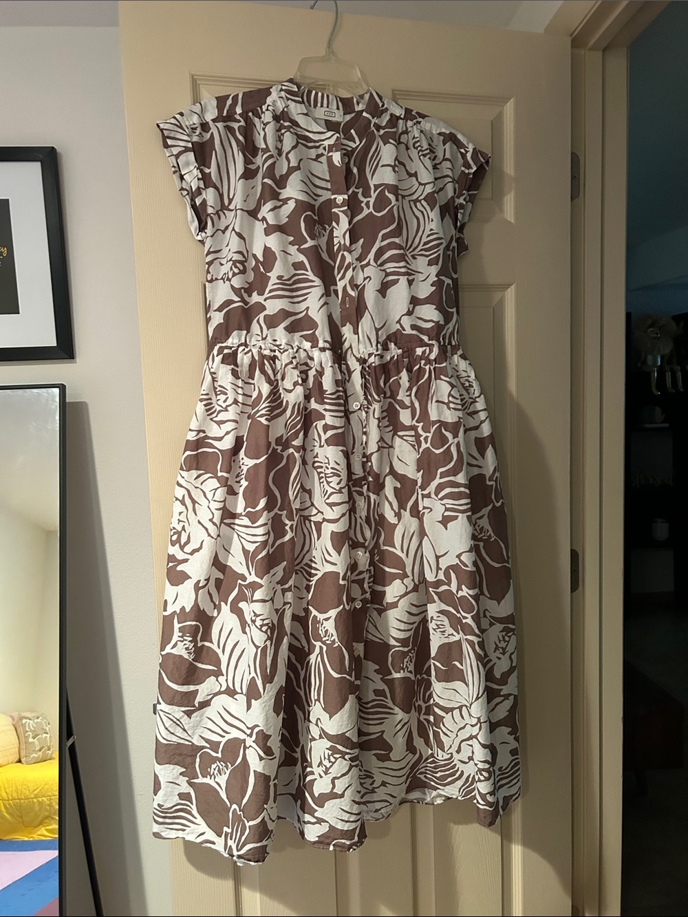 AYR Taupe and White Floral Midi Dress - Picture 3 of 5